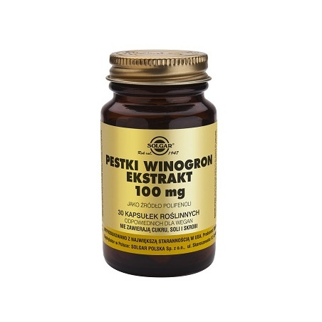 SOLGAR Pestki z Winogron ekstrakt 30 kapsułek