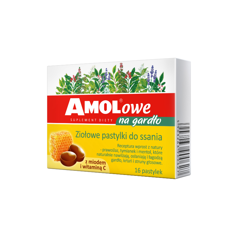 AMOLowe na gardło z miodem i wit. C x 16 pastylek do ssania