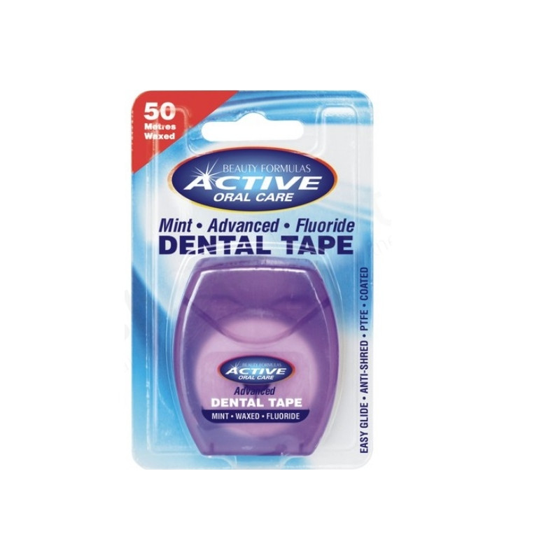 Nić dentystyczna Active Dental Tape- udoskonalona miętowa woskowana z fluorem taśma dentystyczna  50 m
