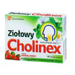 Cholinex Ziołowy o smaku dzikiej róży x 16 pastylek do ssania