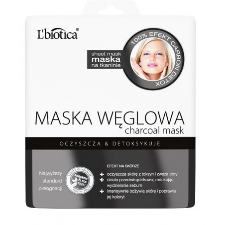 L'biotica Maska Węglowa na tkaninie oczyszcza i detoksykuje 23ml