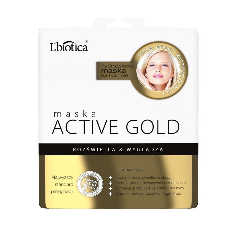 L'biotica Maska hydrożelowa ACTIVE GOLD na tkaninie 25g