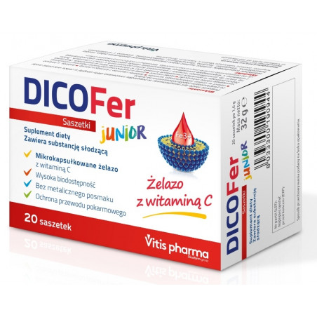 Dicofer Junior żelazo z witaminą C proszek x 20 saszetek
