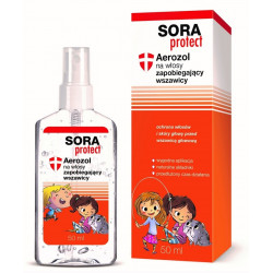 SORA PROTECT Aerozol na włosy zapobiegający wszawicy 50ml, Data ważności: 28.02.2022 r.