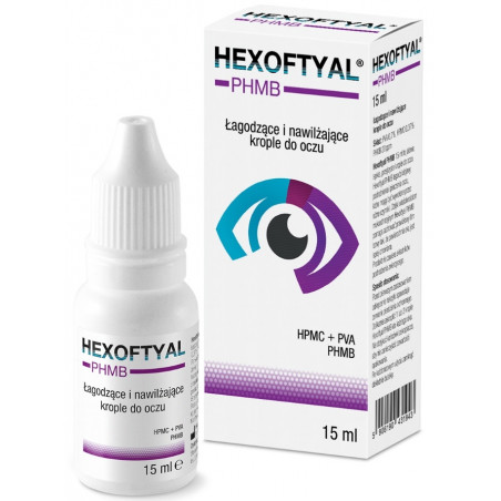 Hexoftyal PHMB  Łagodzące i nawilżające krople do oczu, 15 ml