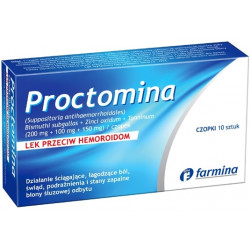 Proctomina 200 mg + 100 mg + 150 mg Czopki, 10 sztuk