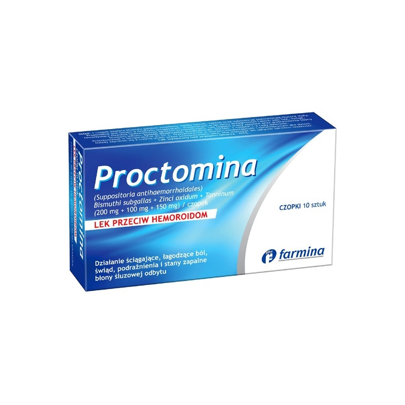 Proctomina 200 mg + 100 mg + 150 mg Czopki, 10 sztuk