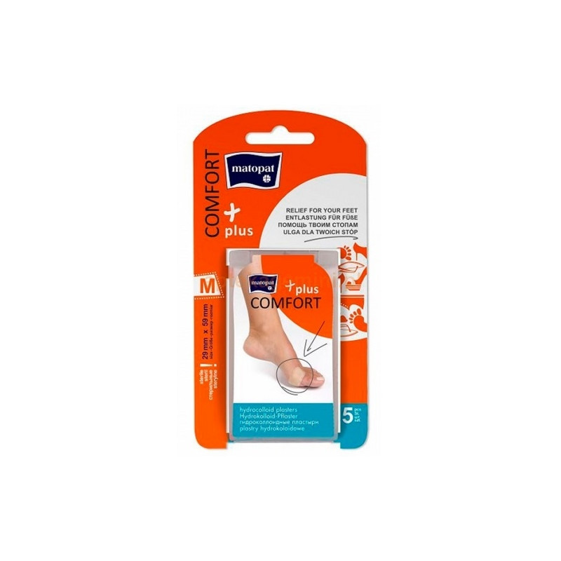 Plaster Matopat Comfort Plus, wodoodporne hydrokoliodowe na pęcherze M 5 szt.