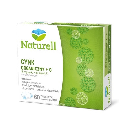 Naturell Cynk organiczny (15 mg) + wit. C (80 mg) x 60 tabl.