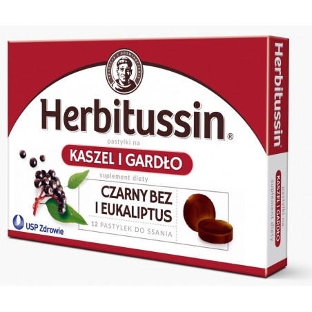 Herbitussin Kaszel i Gardło Pastylki x 12 past. do ssania