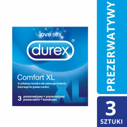 DUREX Comfort XL Prezerwatywy nawilżane x 3 szt.