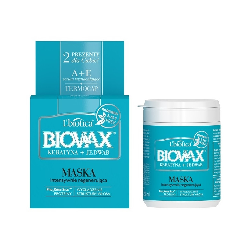 Biovax maseczka intesywnie regenerująca keartyna+jedwab, 250 ml
