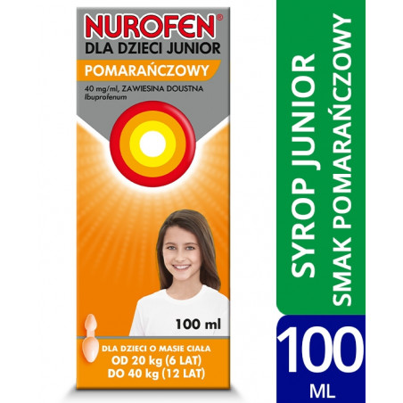 Nurofen dla dzieci Junior o smaku pomarańczowym 40mg/ml zawiesina 100 ml
