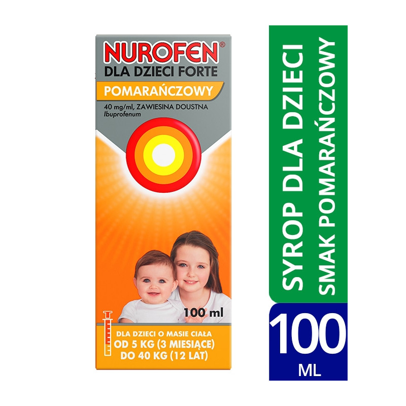 Nurofen dla dzieci Forte 40 mg/ml, zawiesina doustna o smaku pomarańczowym, 100 ml