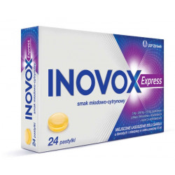 Inovox Express smak miodowo-cytrynowy 24 pastylki, Data ważności: 30.11.2022 r.