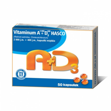 Vitaminum A2000+D3400 Hasco kaps.miękkie 50 kapsułek 31.05.2019 r.