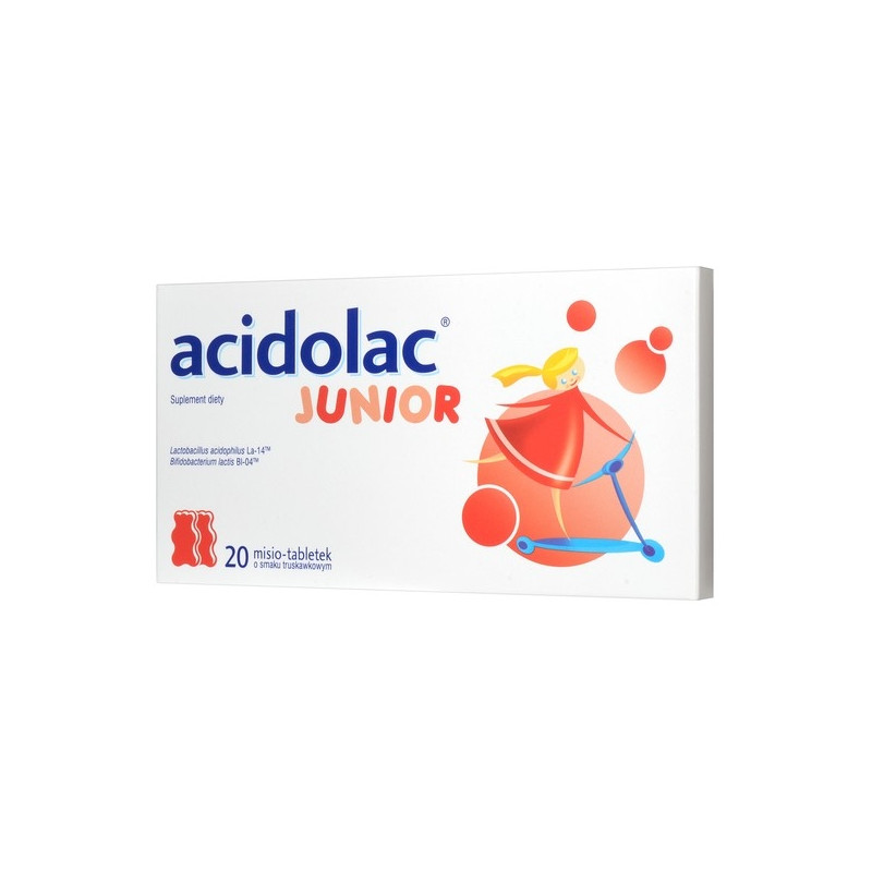 Acidolac Junior truskawka 20 misio tabletki