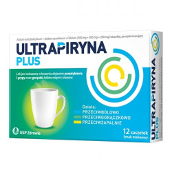 Ultrapiryna Plus 500mg + 300mg + 200mg smak malinowy 12 saszetek