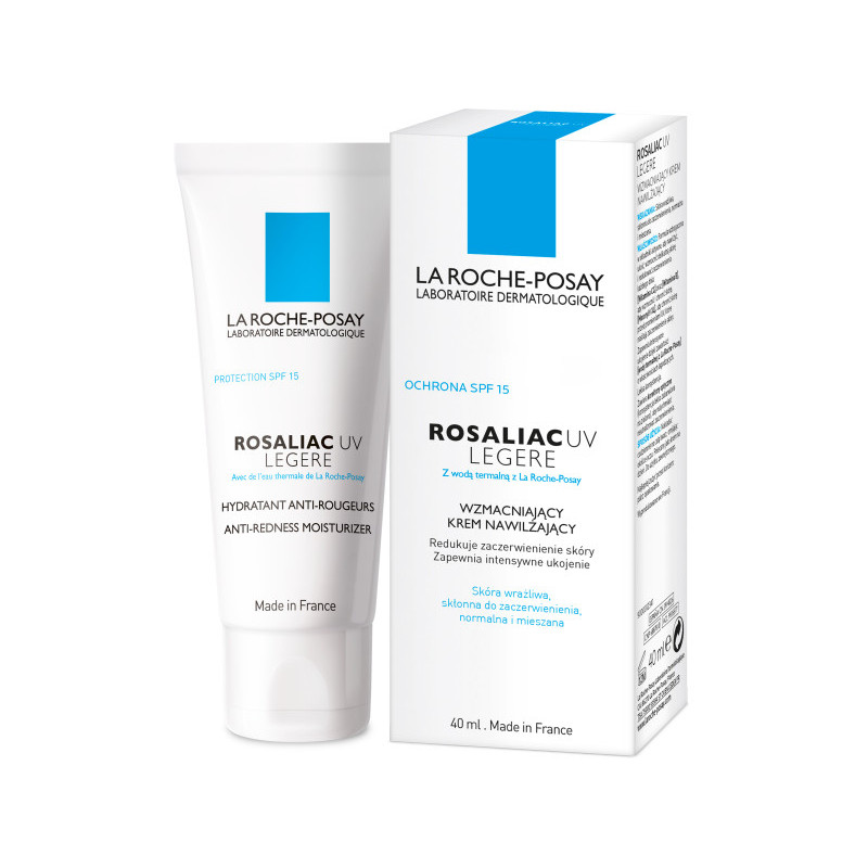 La Roche ROSALIAC UV LEGERE wzmacniające krem nawilżający do skóry naczynkowej UVB SPF 15  40 ml