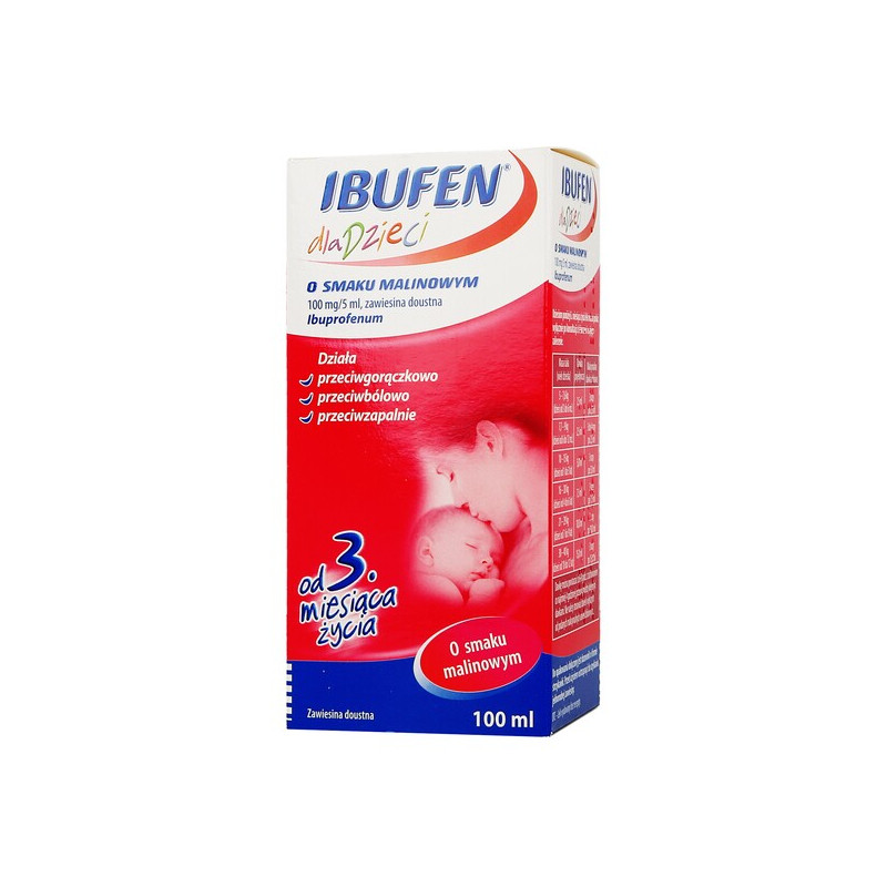 Ibufen dla Dzieci o smaku malinowym 100mg/5ml od 3 miesiąca 100ml