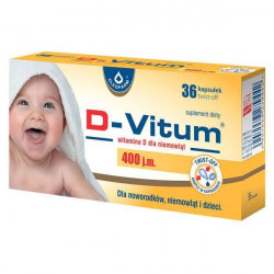 D-Vitum 400 j.m., Witamina D dla niemowląt 36 kapsułek