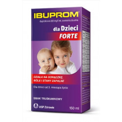 Ibuprom Dla Dzieci Forte 200mg/5ml Zawiesina doustna od 3 miesiąca życia Smak truskawkowy 150ml