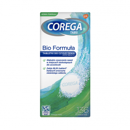 Corega Tabs Bio Formuła tabletki czyszczące do protez x 136 tabl.