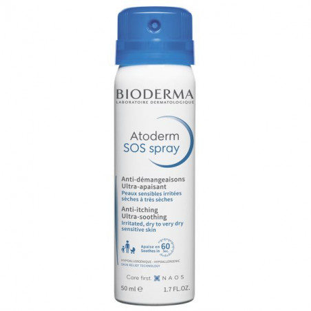 Bioderma Atoderm SOS spray Łagodzący spray przeciwświądowy dla bardzo suchej skóry 50ml