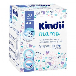 Kindii Mama Super dry comfort wysokochłonne wkładki laktacyjne 30 sztuk