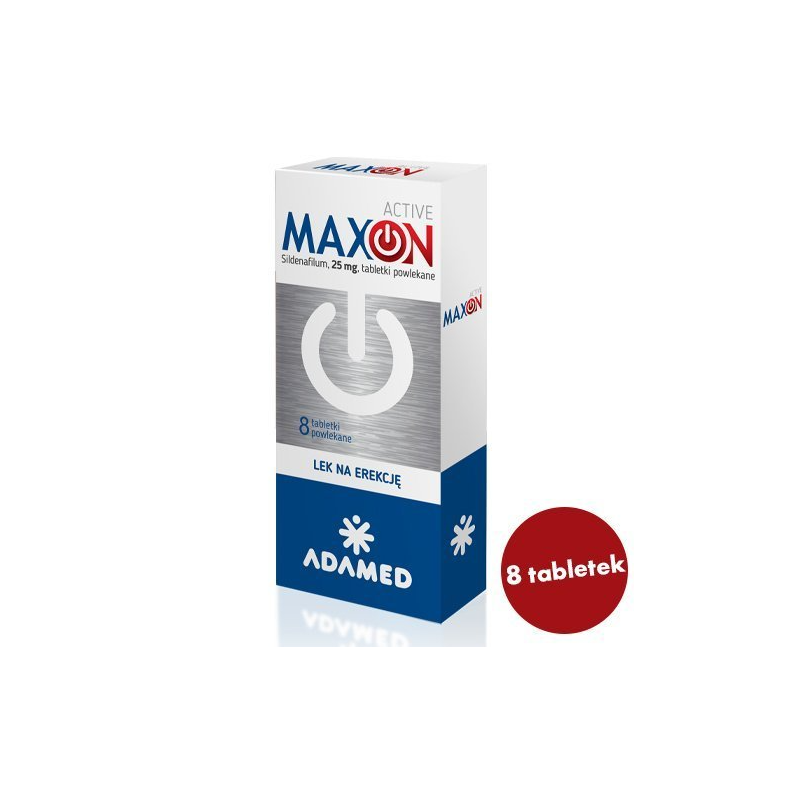 Maxon Active, 0,025 g. 8 tabletki, lek na potencję bez recepty, zawierający sildenafil