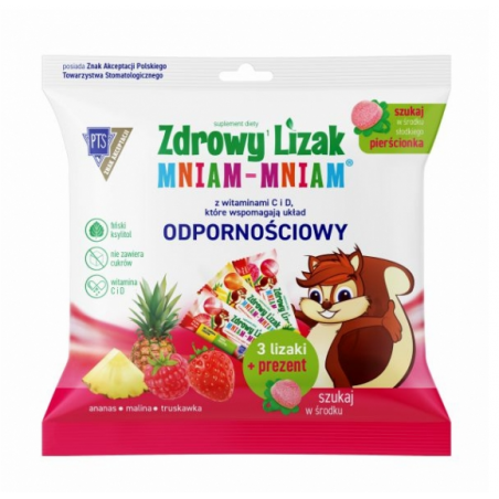 Zdrowy Lizak Mniam-Mniam 3 lizaki (ananas, malina, truskawka) + prezent
