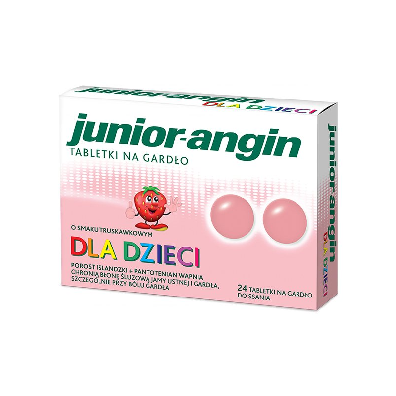 Junior-angin na gardlo  x 24 tabletek do ssania o smaku trukawkowym