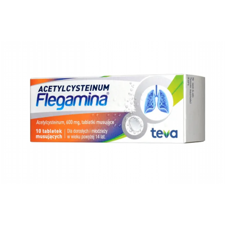 Acetylcysteinum Flegamina 600mg 10 tabletek