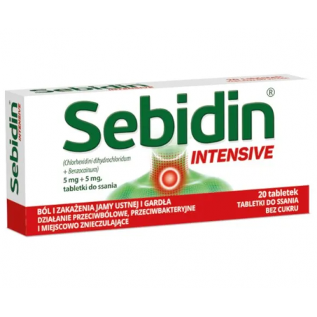 Sebidin Intensive 5mg + 5mg Bez cukru 20 tabletek