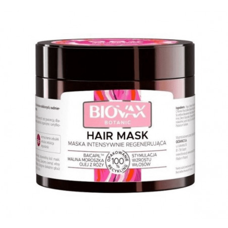 L'Biotica Biovax Botanic maska do włosów intensywnie regenerująca malina i róża 250ml