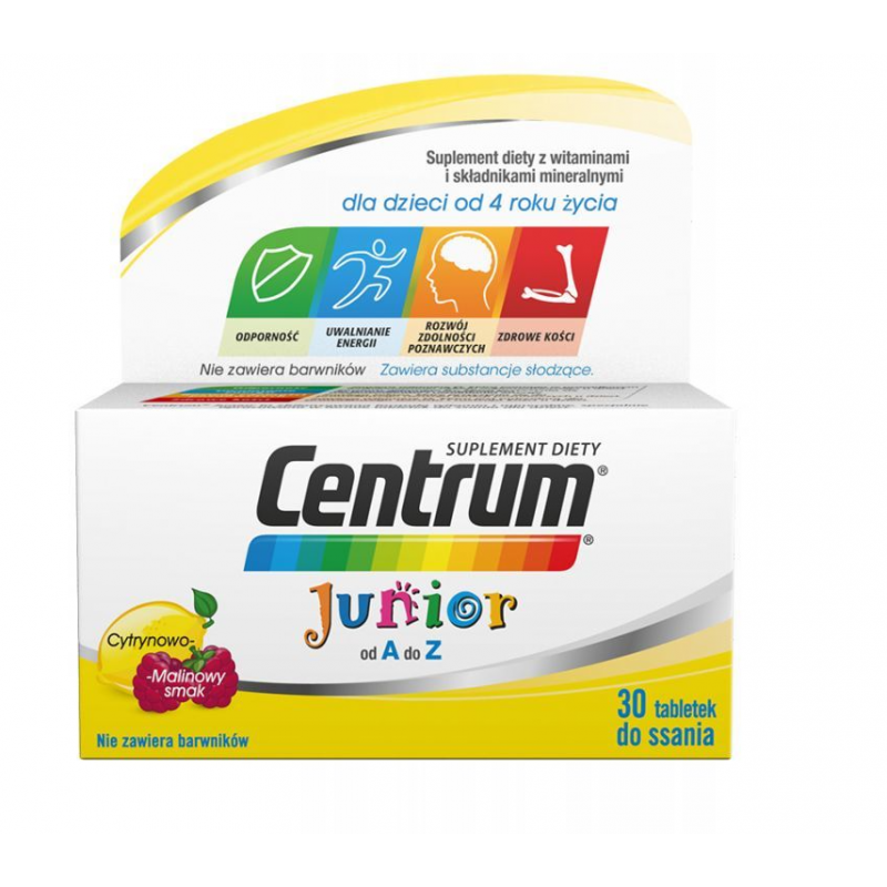 Centrum Junior dla dzieci smak cytrynowo-malinowy 30 tabletek