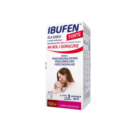 Ibufen dla Dzieci Forte o smaku malinowym 200mg/ 5ml od 3 miesiąca 100ml