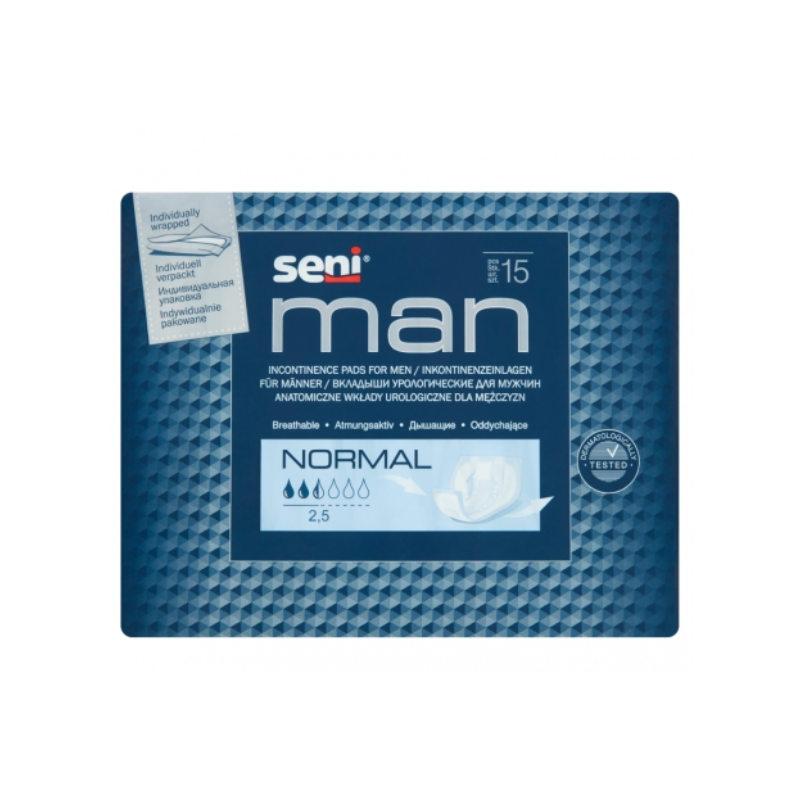 Seni Man Normal Anatomiczne wkłady urologiczne dla mężczyzn 15 sztuk