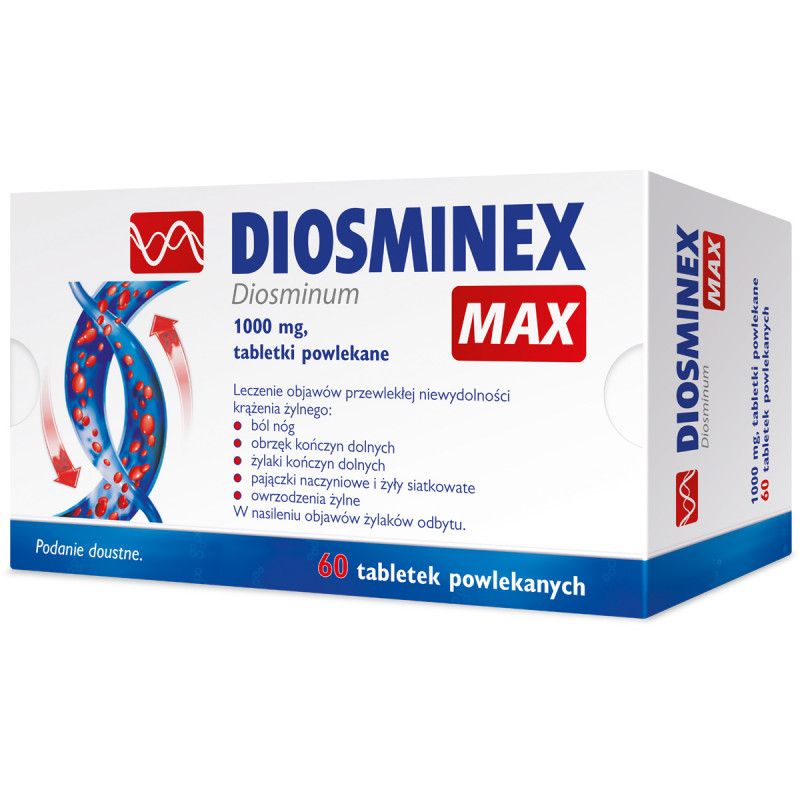 Diosminex MAX na niewydolność żylną 1000mg 60 tabletek