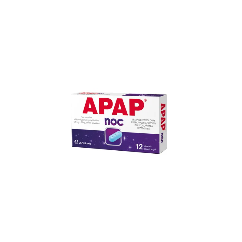 Apap Noc 500 mg + 25 mg, 12 tabletek