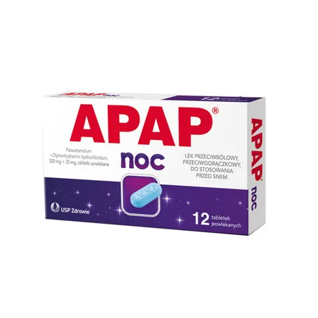 Apap Noc 500 mg + 25 mg, 12 tabletek