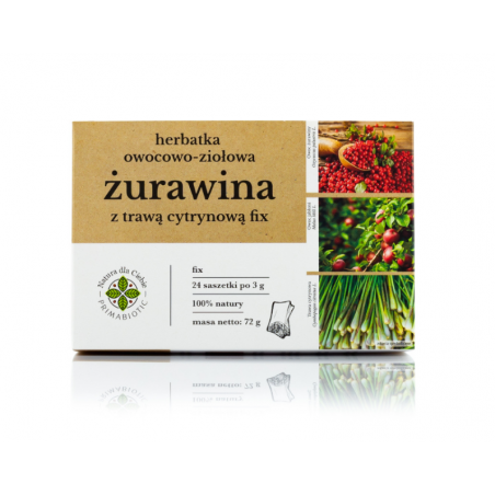 Herbatka owocowo-ziołowa żurawina z trawą cytrynową fix PrimaBiotic 24 saszetki