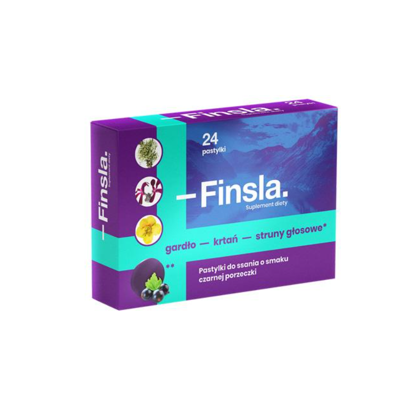 Finsla Pastylki do ssania o smaku czarnej porzeczki 24 sztuki
