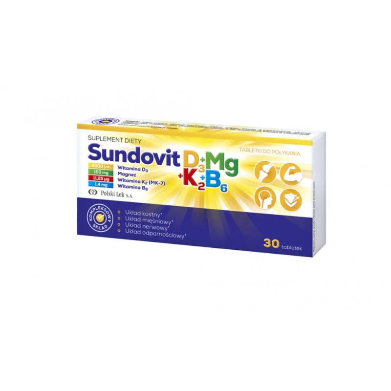 Sundovit D3+Mg+K2+B6 30 tabletek