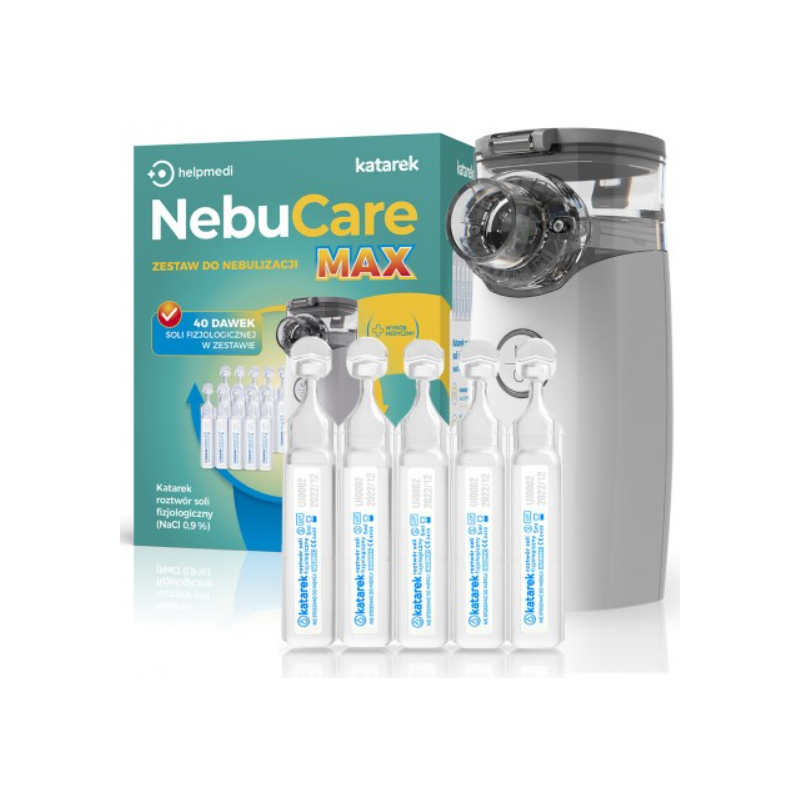 HelpMedi Katarek NebuCare Max Nebulizator + Roztwór soli fizjologicznej 40 ampułek