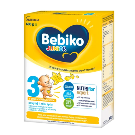 Bebiko Junior 3 NUTRIflor Expert mleko modyfikowane o smaku waniliowym 600g