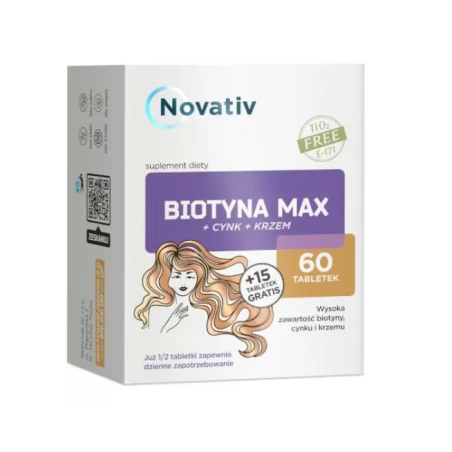 Novativ biotyna max + cynk + krzem 75 tabletek