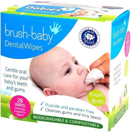 Brush-Baby Wipes Chusteczki do higieny dziąseł dla dzieci 0-16 miesięcy 28 sztuk