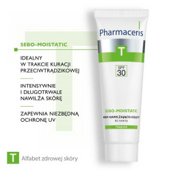 Pharmaceris T Krem nawilżająco-kojący SPF30 do twarzy w trakcie i po kuracji przeciwtrądzikowych 50ml