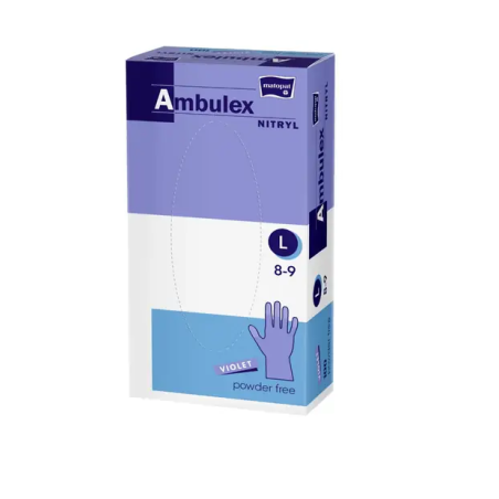 Ambulex Nitryl Violet Rękawice nitrylowe jednorazowe ochronne niepudrowane rozmiar L, 100 sztuk